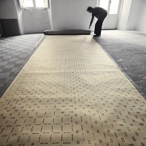 Boetti in his studio, 1974, photo Antonia Mulas