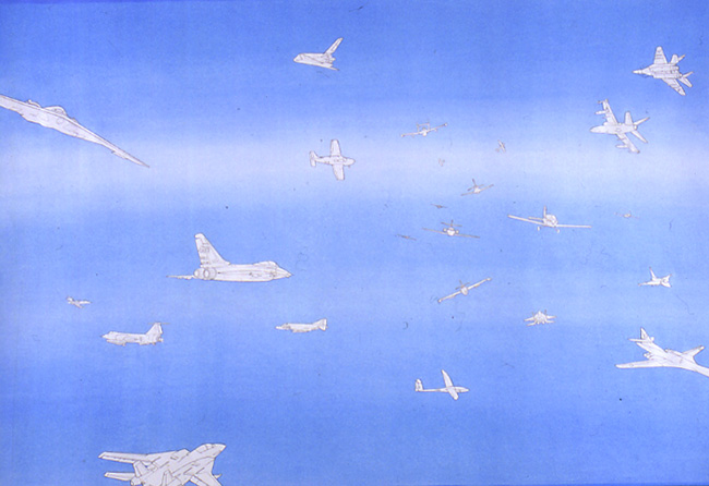 Cieli ad alta quota 1989 matita e acquerello su carta cm 50,6 X 72,8