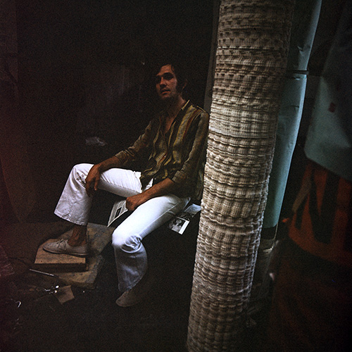 Alighiero Boetti in his studio in Turin, via Principe Oddone, photo by Mario Ponsetti, 1967