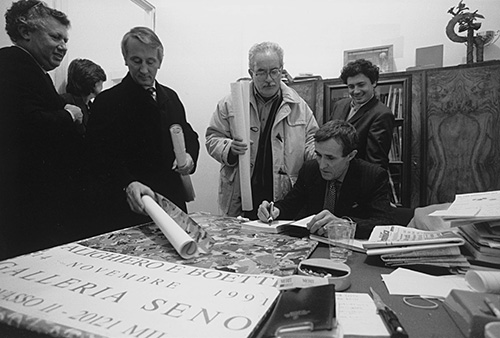 Inauguration at the Galleria Seno, Milan 1991, photo by Giorgio Colombo