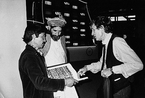 AB with Salman Ali and Sufi Barang at the inauguration of "The Magics of the Lands" in Paris, photo by Agata Boetti