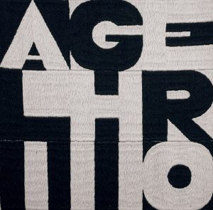 Alighiero, 1975, ricamo su tessuto, 22x22cm