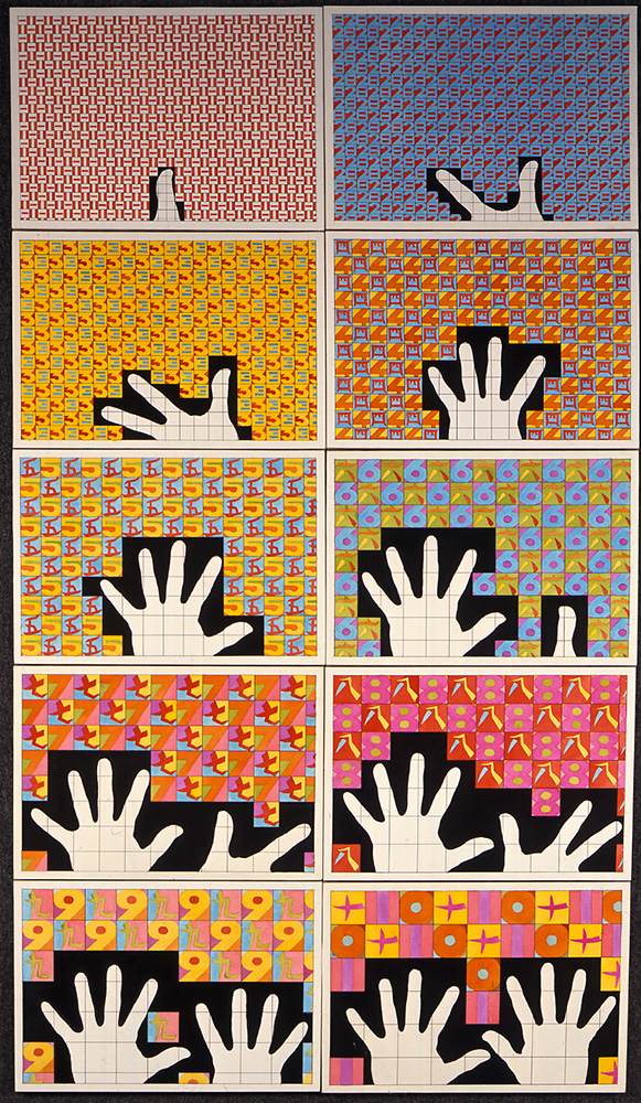 Da uno a dieci (in giapponese) 1980 tecnica mista e acquarello su carta intelata 10 elementi, cm 27,9 X 40,9 cad.