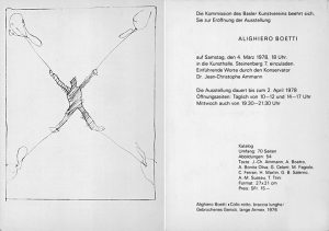Invito della mostra Kunsthalle Basilea, 1978