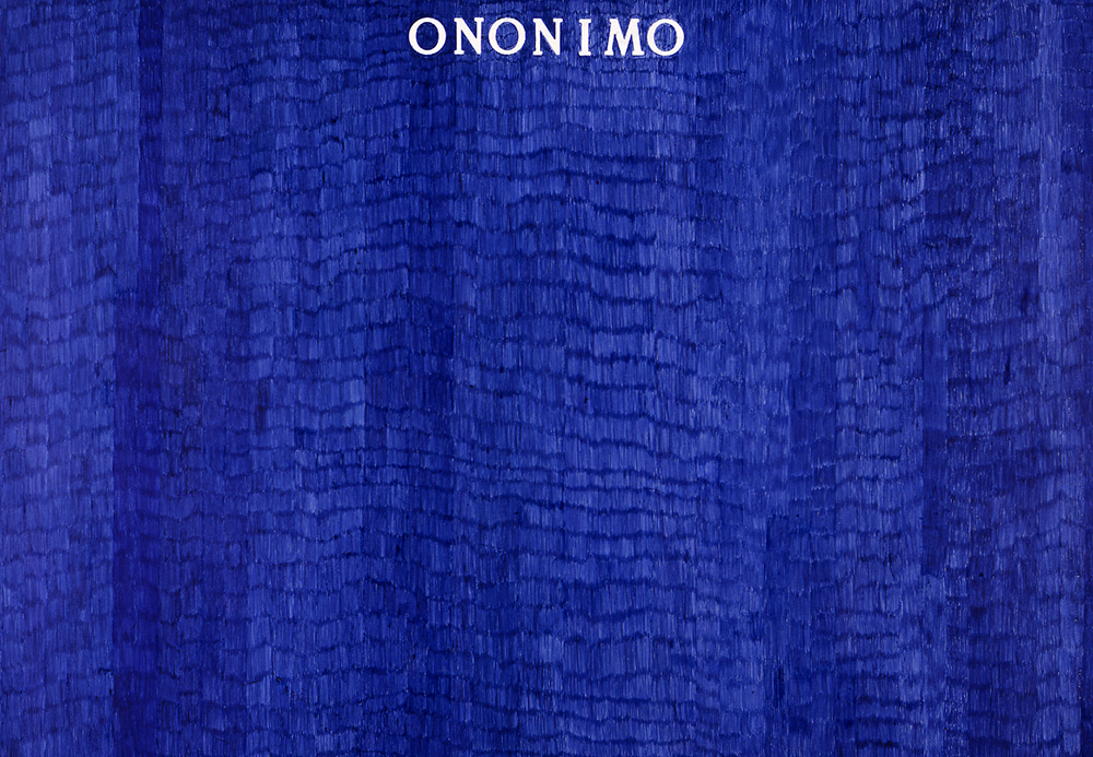 ONONIMO - 1973, penna biro blu su carta intelata 11 elementi, cm 70 X 100  cad. - Alighiero Boetti - Sito ufficiale dell'Archivio Alighiero Boetti